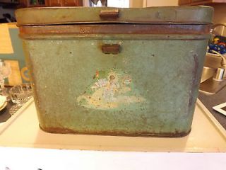 vintage green tin bread box  49 99