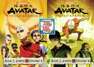Avatar The Last Airbender   Book 2   Earth, Vols. 3 4 DVD, 2010, 2 