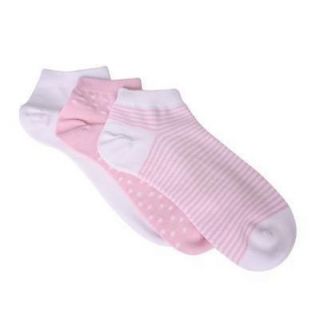 Tic Tac Toe Girls Hand Linked Seamless Toe Socks, 3 pk Pink/White 