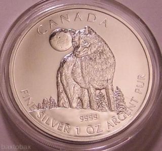 2011 CANADIAN TIMBER WOLF One Ounce .9999 SILVER $5 COIN *BU*