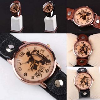   Michael Jackson MJ Memorial Leather Cuff Adjustable Wrist Watch Clock
