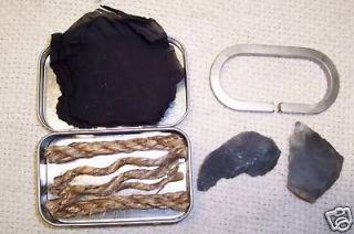   Flint and Steel Sets Tin Char Fire Tinder, Scout Fire Survival Kit