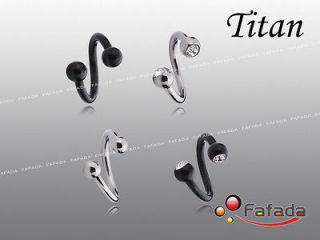   Titanium Spiral Twist Barbell Rings Eyebrow Ear Lip 1.2mm 8mm