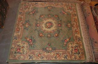 8x8 WOOL RUG CHINESE AUBUSSON ORIENTAL HANDMADE SQUARE