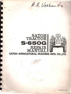 satoh s 650g tractor repair manual o3 