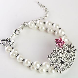 hello kitty pink bloom crystal rhinestone bracelet bl01 from china