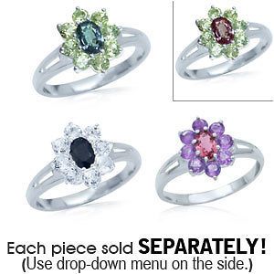   sapphire or tourmaline silver flower ring more options gemstone