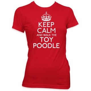 KEEP CALM AND WALK THE TOY POODLE GIRLS PET DOG T SHIRT KIDS GIFT TOP 