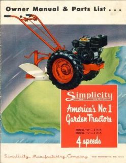 simplicity m and l garden tractor owners manual parts time