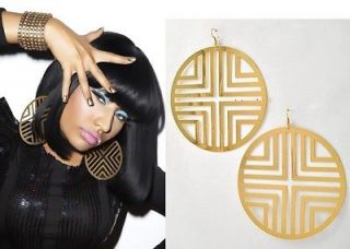 Fatima Metal Gold Hoop Dangle Earrings Nicki Minaj Basketball Wives 