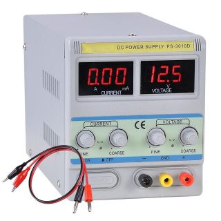30V 10A 110V Precision Variable DC Power Supply w Clip Cable Digital 