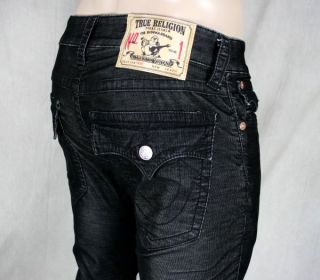 True Religion Jeans Mens Ricky straight Black micro corduroy pants 