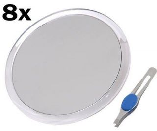   Large 10 Suction Cup 8X Magnifying Mirror with Precision Tweezers