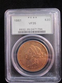 1861 $20 Liberty Gold Type 1 scarce Not many available LOOK