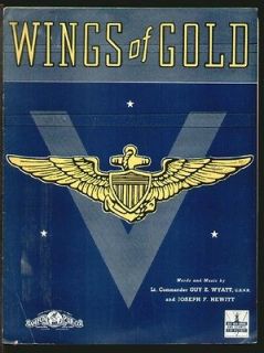 Wings Of Gold 1942 Navy Aviation WWII Vintage Sheet Music