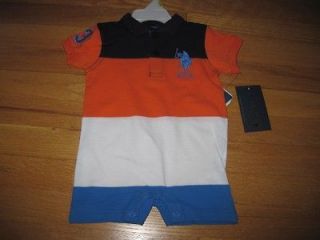 US POLO ASSN ROMPER SHORTS OUTFIT FOR BABY BOY SIZE 0 3, 3 6, 0R 6 9 