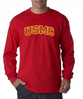 USA Marines Semper Fi Military USMC Embroidered Long Sleeve Tee Shirt