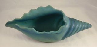light blue or turquoise van briggle conch shell planter  