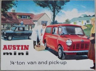 AUSTIN MINI VAN & PICK UP FOLD OUT c1961 BROCHURE