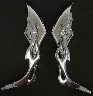 Chrome Blade Flame Mirrors For Sportster Dyna Softail Classic Fat Boy 