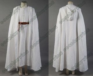 The Lord of the Rings Gandalf Costume White Robe Cape With Belts