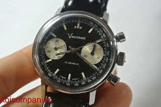Vintag Vantage 2 Reg Chronograph Valjoux 7733 Black 17J Steel Manual 