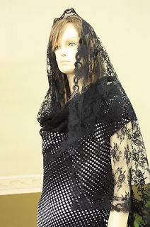 Ivory rectangle lace veil mantilla Catholic scarf latin Mass 