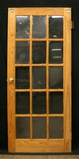 36x78 Modern Pine French Interior Door True Divided Tempered Glass 