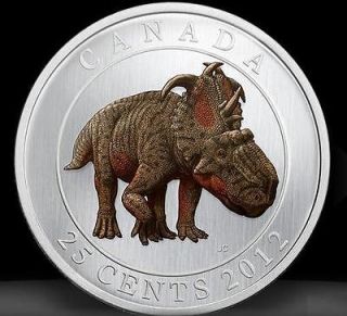2012   DINOSAUR   25 CENTS COLOURED GLOW IN THE DARK COIN  WITH CASE 