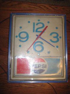 Vintage PEPSI Lighted Clock Soda Pop Works Measures 13 X 16 1950s?