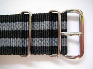   black grey 2 stripe 3 rings watchband for military/vinta​ge watch