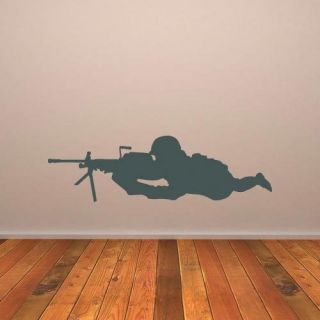 Machine gunner army soldier troop kids vinyl wall art decal sticker 