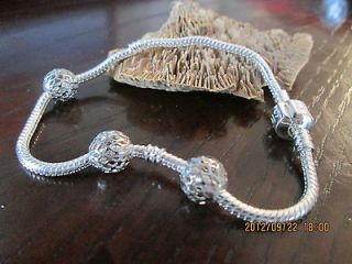 bracelet chain snake 925 silver filled charm dangle