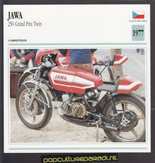 1977 jawa 250 grand prix twin motorcycle picture card from