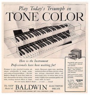 1955 AD for Baldwin Electronic Organ Model 45 (original advertisement)