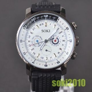 New Luxury SOKI White Automatic Mens Mechanical Analog Wrist Band GIFT 
