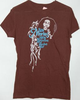 Bob Marley Rastaman 1976 Ladies Girls Junior brown T Shirt tee New 