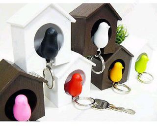   Bird House Key Chain Ring Chain Wall Key Hook Holders Plastic Whistle