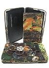 thick mossy oak fabric and faux leather flower thick wallet
