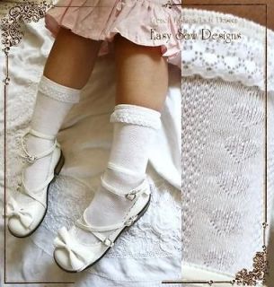 Sweet Lolita Victorian Mid Calf Knit Embossed Socks GIRL SIZE (up to 