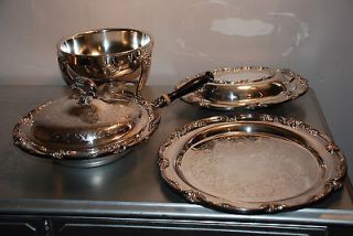   covered dish chafing warming dish & tray set Floral engraved