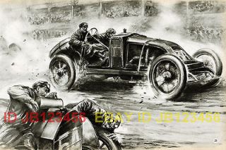 Renault French Grand Prix, Automobile Car Racing 1950s Vintage Print