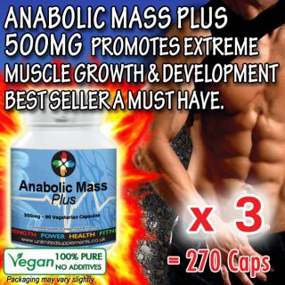 Anabolic Mass Non Steroid MuscleFuel Protein 500mg per vegan capsule x 