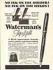 1933 Watermans Tip Fill Fountain Pen Vintage Advertisement Photo 
