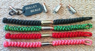 45 Auto & 9mm Bullet Beadz 550 Paracord Bracelet made from Winchester 