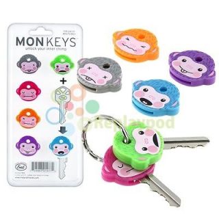 fred monkey cool chimp key cap covers six color keychain
