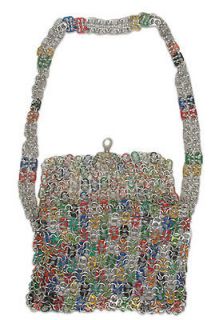 RECYCLED ART Recycled POP TOPS SODA TABS SHOULDER BAG Brazil Handmade 