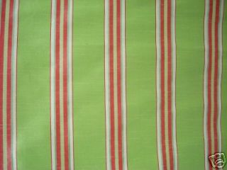 green red and cream striped polyester silk fabric one day