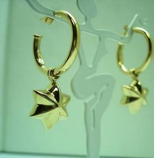 18k 750 y g hoop earrings w star drops expedited