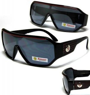   Biohazard 99 Black With Red Bar Lines Shield Sunglasses Shades Large